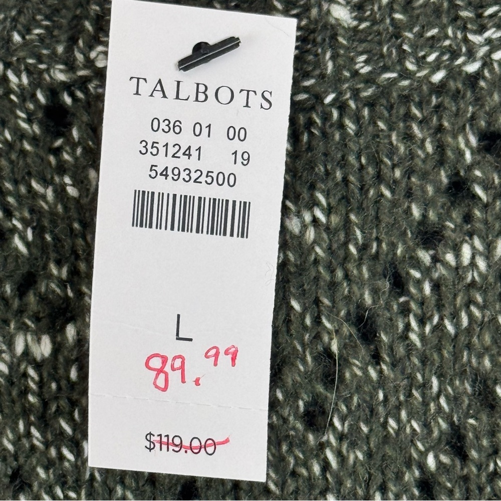 Talbots Womens‎ Green Marled Knit Long Sleeve Sweater Dress Size L NWT - Picture 2 of 12